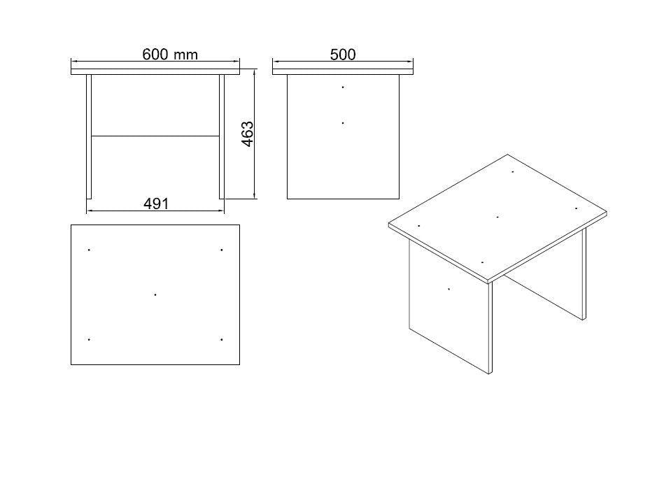 Set de mobilier de birou Clabber, Alb - Stejar - Nuc, 4 piese Biblioteca - Birou - Masa - Rollbox, 140x60x74 cm - Nuc