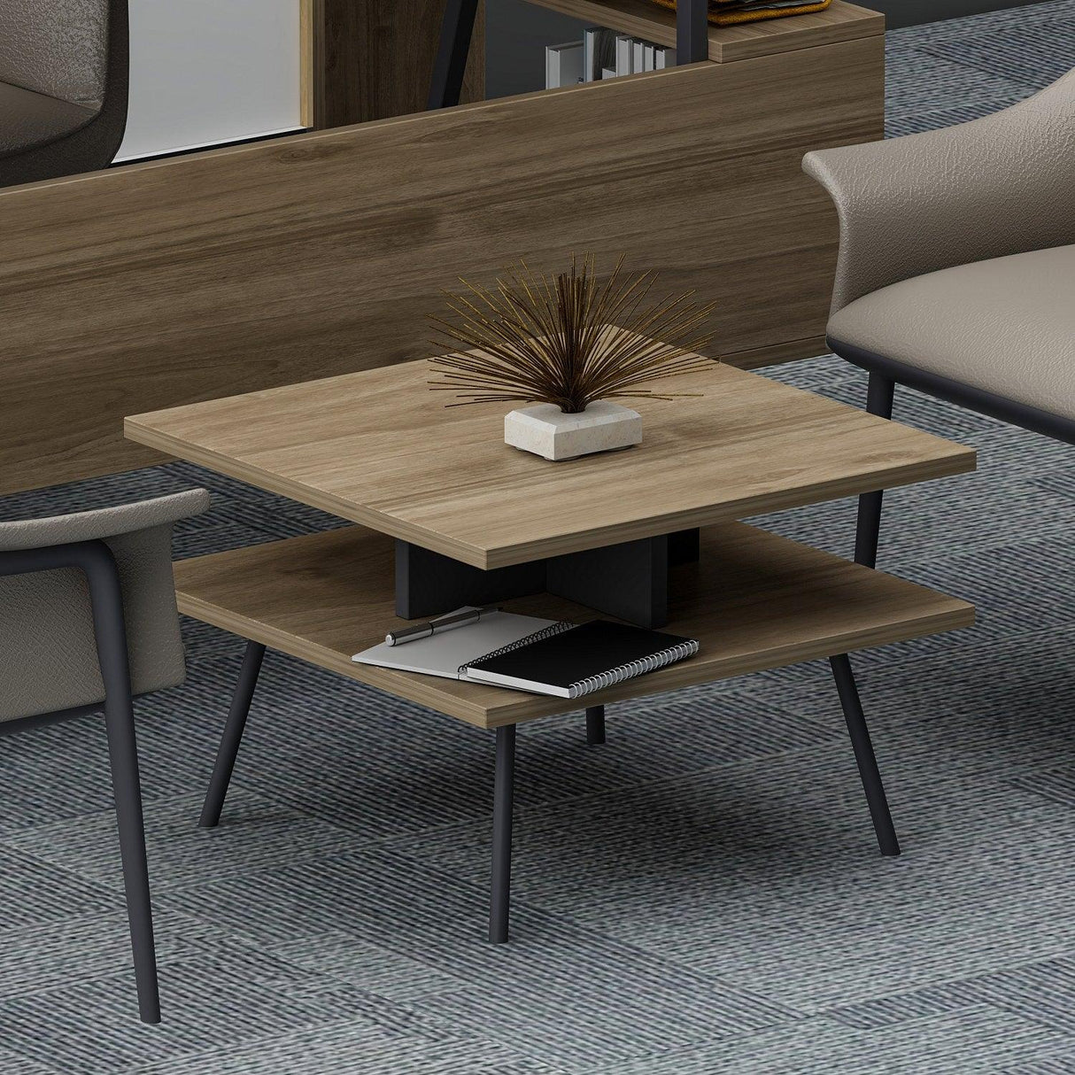 Set De Mobilier De Birou Irony Maxi Set 2 piese, Bej - Maro, 140x74x60 cm - Maro