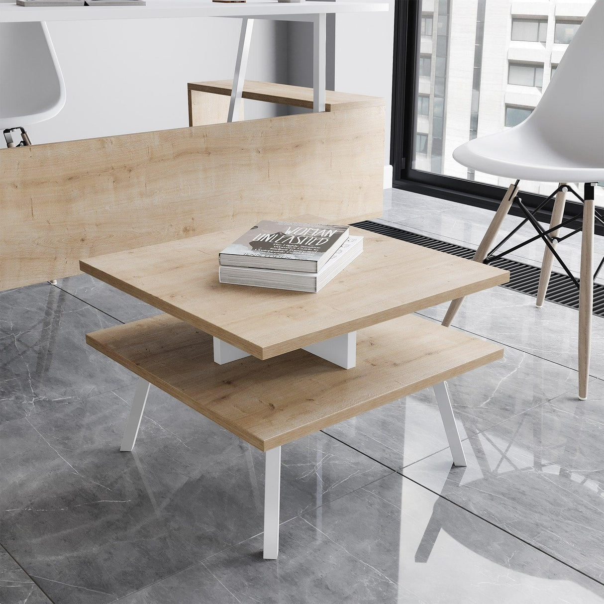 Set De Mobilier De Birou Irony Maxi Set 2 piese, Bej - Maro, 140x74x60 cm - Bej