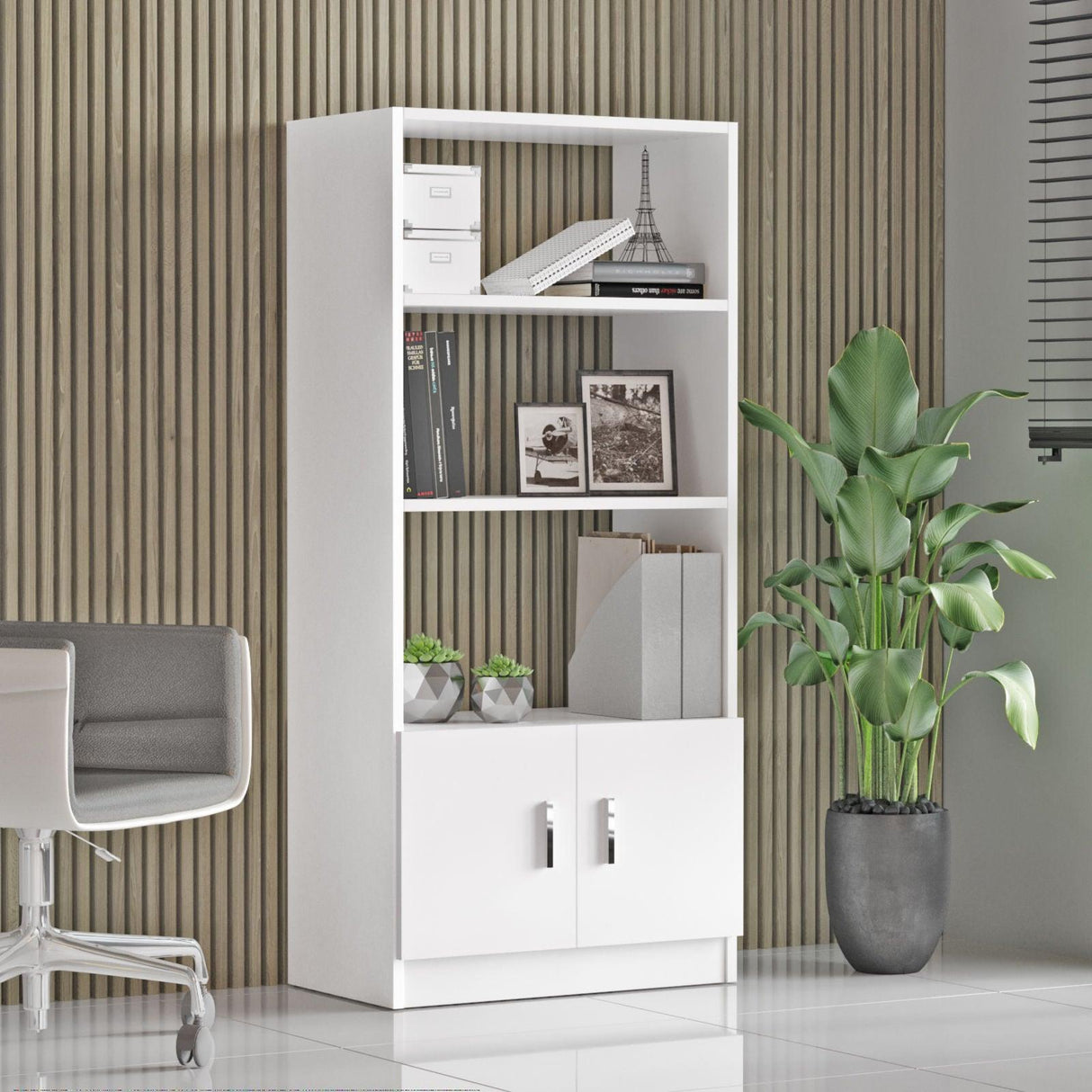 Set mobilier de birou Linta, 5 piese, 140x74x60 cm - Alb