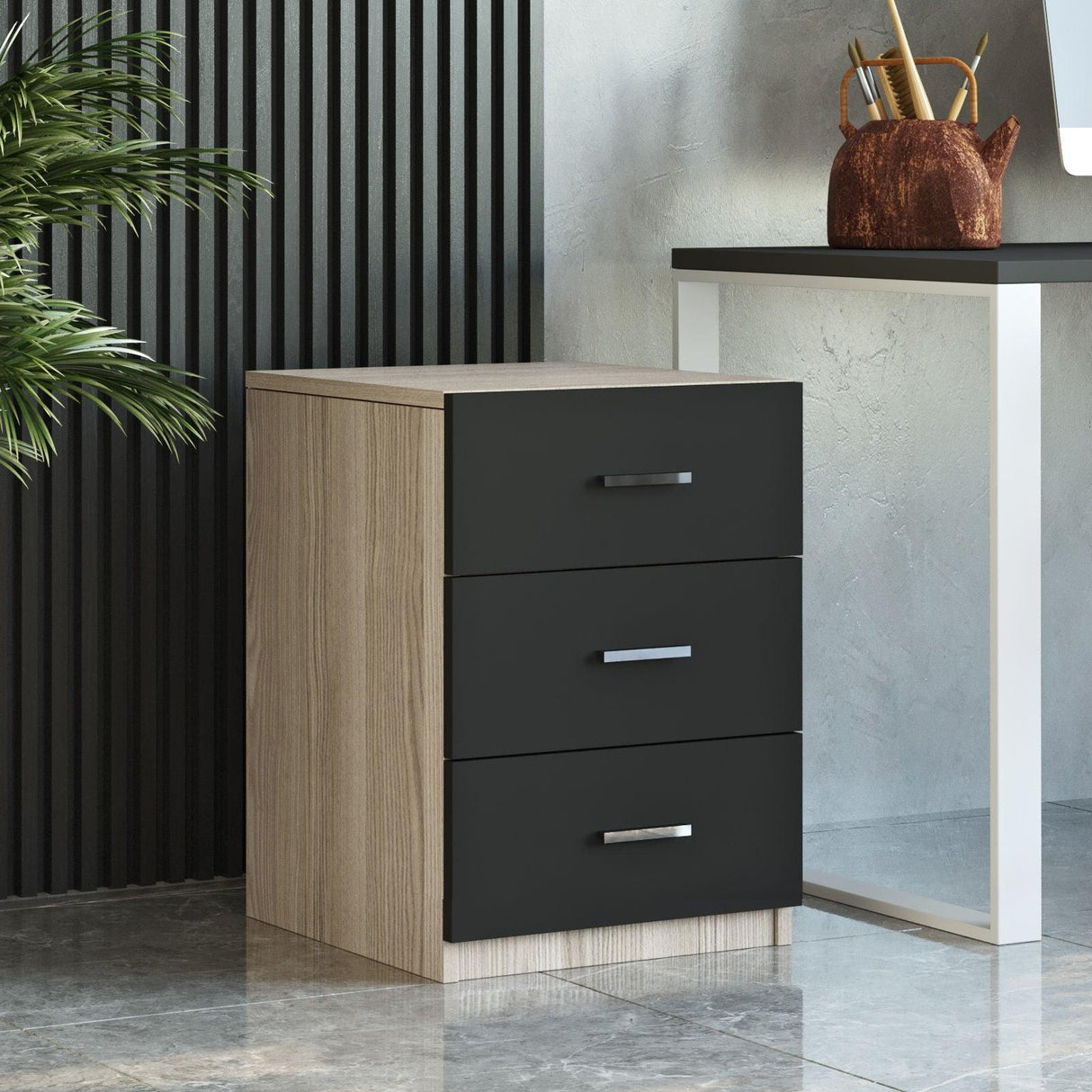 Set mobilier de birou Linta, 5 piese, 140x74x60 cm - Stejar