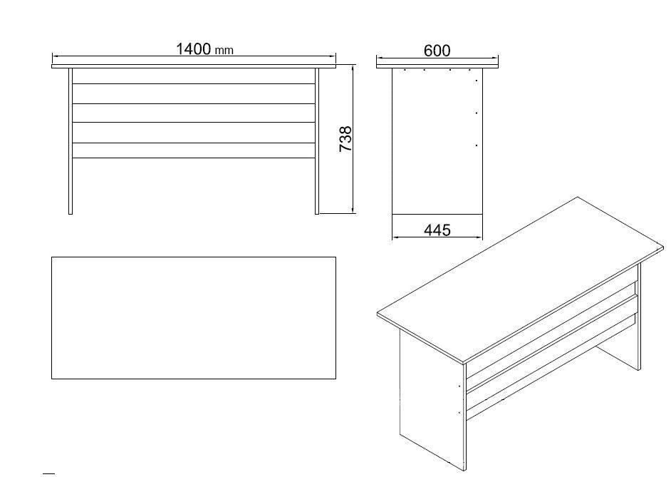 Set mobilier de birou Linta, 5 piese, 140x74x60 cm - Nuc