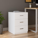 Set de mobilier de birou Torrens, Alb - Nuc - Stejar, 4 Piese, Birou - Biblioteca - Rollbox - Masuta, 140x60x74 cm - Alb