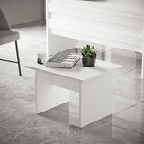 Set de mobilier de birou Torrens, Alb - Nuc - Stejar, 4 Piese, Birou - Biblioteca - Rollbox - Masuta, 140x60x74 cm - Alb