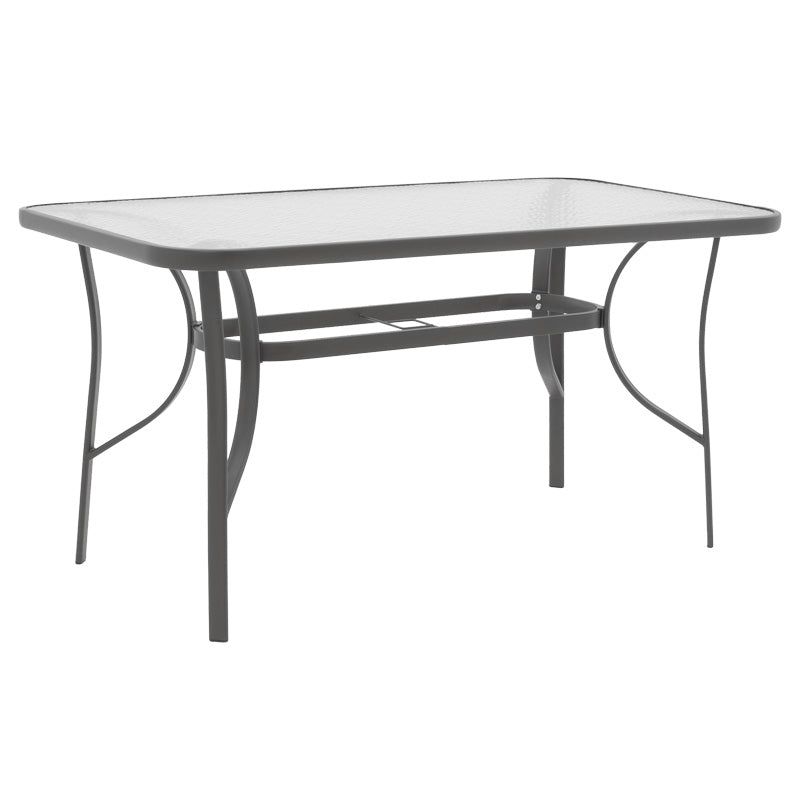 Set de mobilier de sufragerie cu masă și scaune Ensure-Sussie, Metal și Sticlă, Gri, 140x80x70 cm