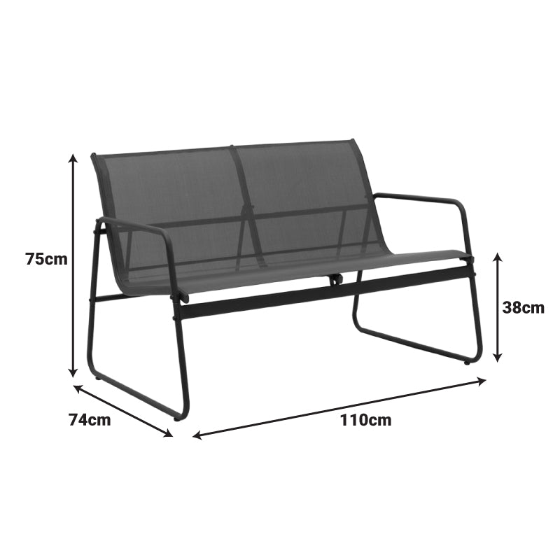 Set de mobilier de exterior cu funcție relaxare Veranda, textilene-metal, cappuccino, 110x74x75 cm