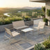 Set de mobilier de exterior cu funcție relaxare Veranda, textilene-metal, cappuccino, 110x74x75 cm