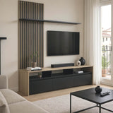 Set de mobilier living cu rafturi Delfina și metal, Sonoma - Negru, 190x40x199 cm - Set de mobilier living cu rafturi Delfina și metal, Sonoma - Negru, 190x40x199 cm
