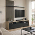 Set de mobilier living cu rafturi Delfina și metal, Sonoma - Negru, 190x40x199 cm