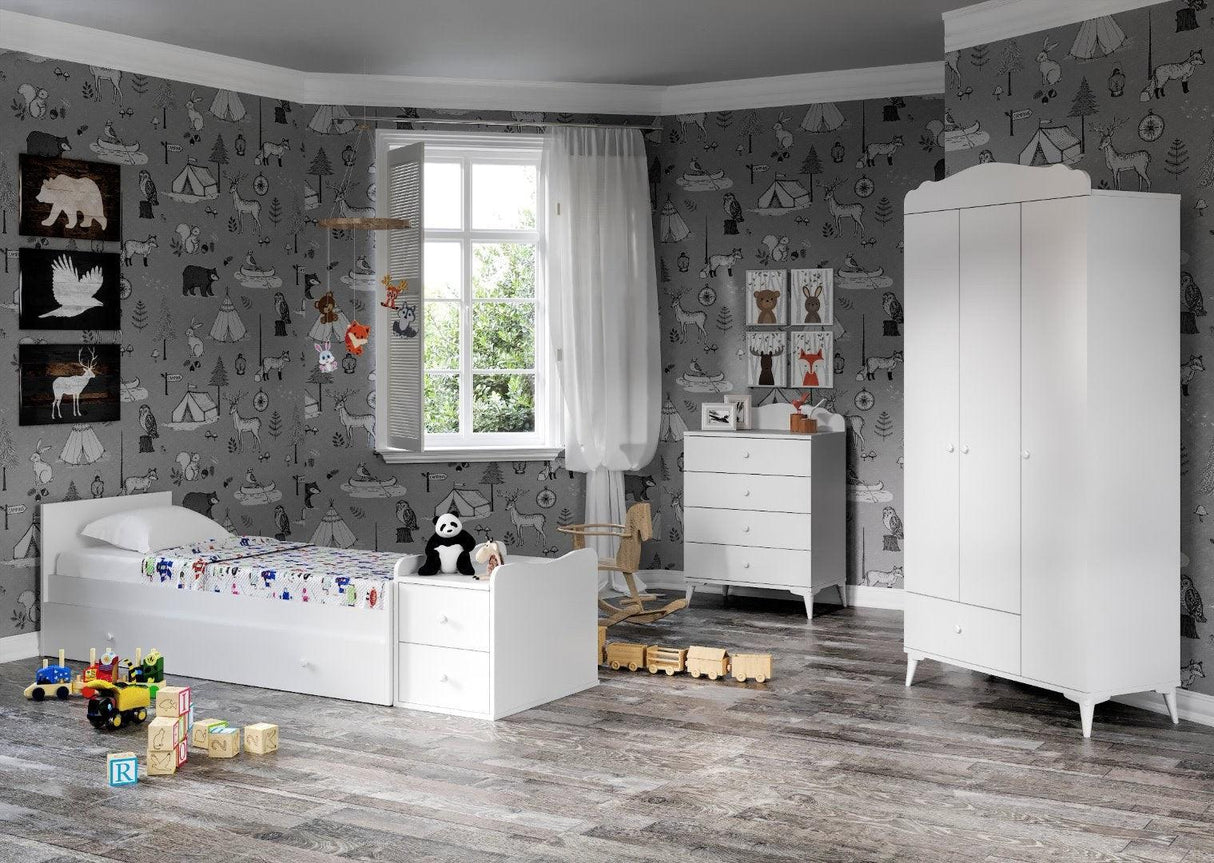 Set de mobilier pentru camera bebelusului Sansa, Alb, 95x67x175 cm