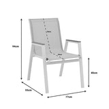 Set de sufragerie Azelie-Kliton set de 5 Gri-aluminiu, alb, 77x55x94 cm