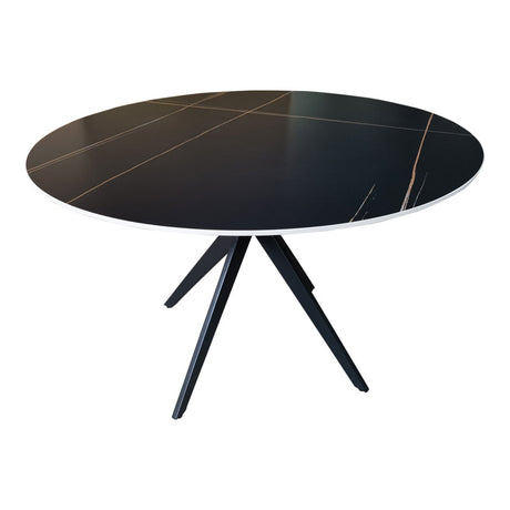 Set de sufragerie cu masă neagră orbitală și scaune galbene Jelour, Metal și Lemn, Masă: , 5 piese, 120x76 cm