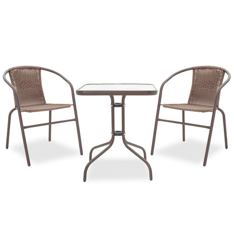 Set de sufragerie Obbi-Watson 3buc metal-pe maro, 60x60x60 cm