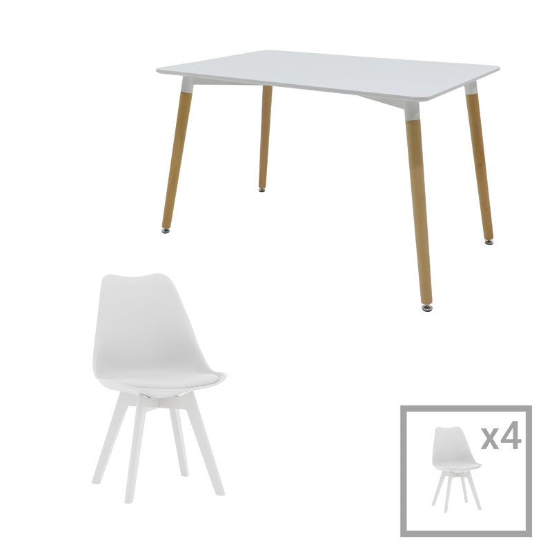 Set de sufragerie student Natali-Gaston set 5 buc, alb, 120x80x76 cm