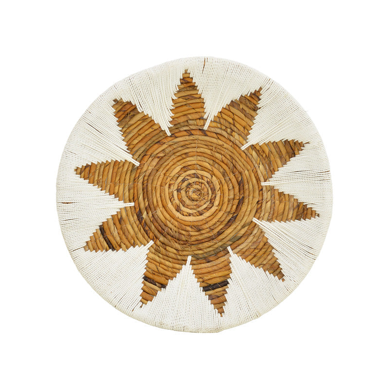 Set Decorativ Perete Cu Cercuri Wicker, Rattan Alb-Bej, Variate, 3 Piese, 50x50x8 cm