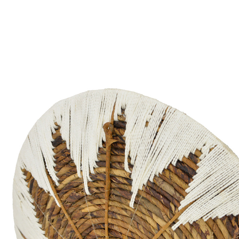 Set Decorativ Perete Cu Cercuri Wicker, Rattan Alb-Bej, Variate, 3 Piese, 50x50x8 cm