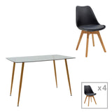 Set de sufragerie Chloe-Gaston, 5 piese, Antracit-Natural, 120x70x75 cm
