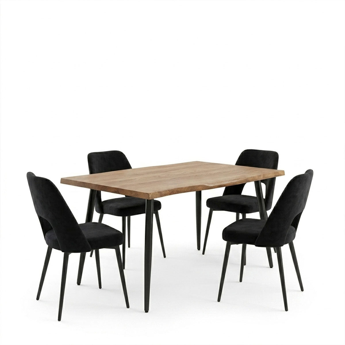 Set de sufragerie cu Murde Chairs negru and Neve masă, negru, 140x80x75 cm
