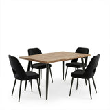 Set de sufragerie cu Murde Chairs negru and Neve masă, negru, 140x80x75 cm