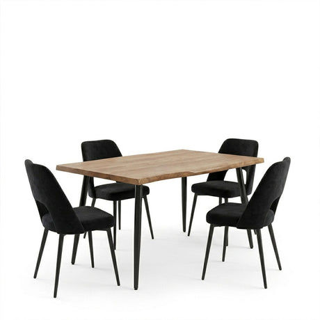 Set de sufragerie cu Murde Chairs negru and Neve masă, negru, 140x80x75 cm