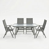 Set de sufragerie exterior Ensure Candor, 5 piese, metal si sticla, Antracit, 120x70x70 cm