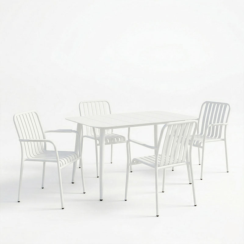 Set de sufragerie exterior Heven Vista, 5 piese, 120x70x72 cm - Set dining exterior Heven Vista, 5 piese, Negru-Alb, aluminiu, 120x70x72 cm, Alb-Negru, vedere frontală, pentru living sau bucătărie
