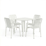 Set de sufragerie exterior Heven Vista, 5 piese, 80x80x72 cm - Set dining exterior Heven Vista, 5 piese, Negru-Alb, aluminiu, 80x80x72 cm, Alb-Negru, vedere frontală, pentru living sau bucătărie