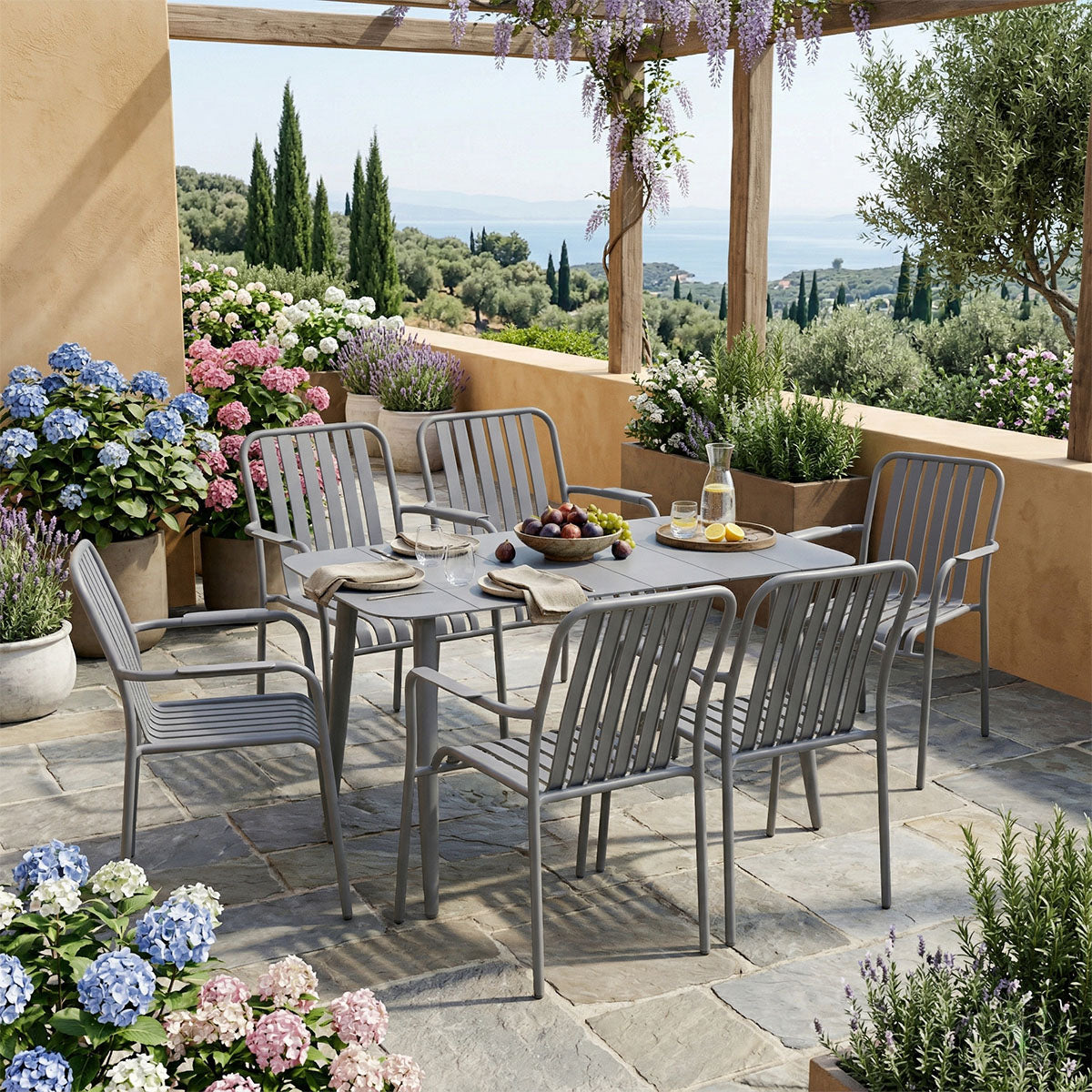 Set de sufragerie exterior Heven Vista, 7 piese, 120x70x72 cm - Set dining exterior Heven Vista, 7 piese, 120x70x72 cm - 200-001616