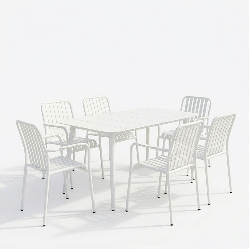 Set de sufragerie exterior Heven Vista, 7 piese, 120x70x72 cm - Set dining exterior Heven Vista, 7 piese, Negru-Alb, aluminiu, 120x70x72 cm