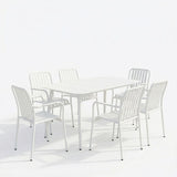 Set de sufragerie exterior Heven Vista, 7 piese, 120x70x72 cm - Set dining exterior Heven Vista, 7 piese, Negru-Alb, aluminiu, 120x70x72 cm