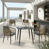 Set de sufragerie exterior Peluxe Vista, 3 piese, aluminiu si ratan PE, 80x80x72 cm