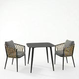 Set de sufragerie exterior Peluxe Vista, 3 piese, aluminiu si ratan PE, 80x80x72 cm