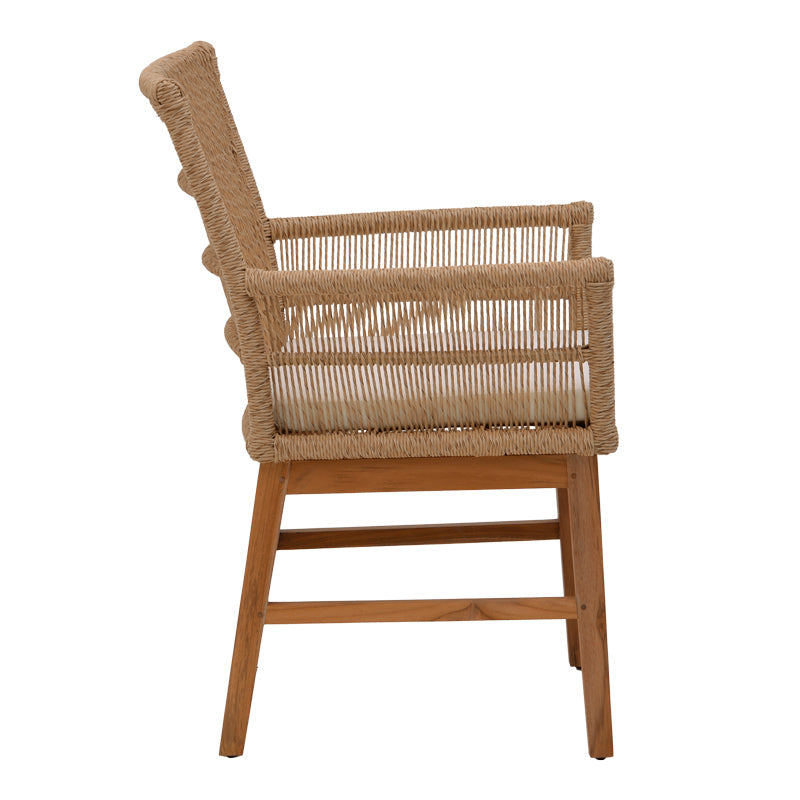 Set de sufragerie Inca-Wooly, 7 piese, Bej-Natural, 220x90x75 cm