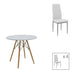 Set de sufragerie Julita-Parker, 5 piese, Alb-Natural, 80x80x73 cm