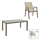 Set de sufragerie Lafla-Azelie, 7 piese, Sampanie-Natural, 160-240x100x75 cm