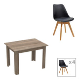 Set de sufragerie Manka-Gaston, 5 piese, Negru-Sonoma, 110x80x77 cm