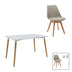 Set de sufragerie Natali-Gaston, 5 piese, Gri-Alb-Natural, 120x80x76 cm