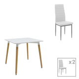Set de sufragerie Natali-Parker, 3 piese, Alb-natural, 80x80x76 cm