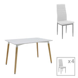 Set de sufragerie Natali-parker, 5 piese, Alb-Natural, 120x80x76 cm