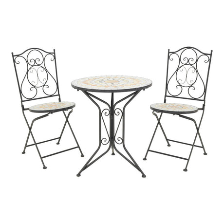 Set de sufragerie Sellis, 3 piese, Mozaic, Negru, 60x60x70 cm