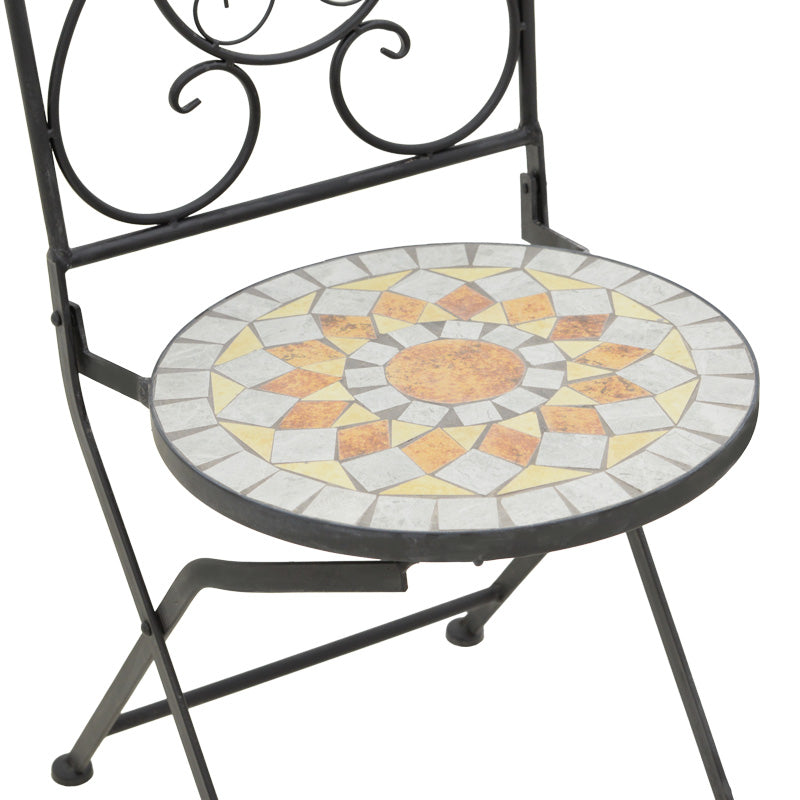 Set de sufragerie Sellis, 3 piese, Mozaic, Negru, 60x60x70 cm