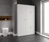 Set Dulap Baie pentru Masina de spalat, uscator si masa de calcat, Miranda, Alb, 71x194x69 cm, 54x194x52 cm