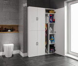 Set Dulap Baie pentru Masina de spalat, uscator si masa de calcat, Miranda, Alb, 71x194x69 cm, 54x194x52 cm