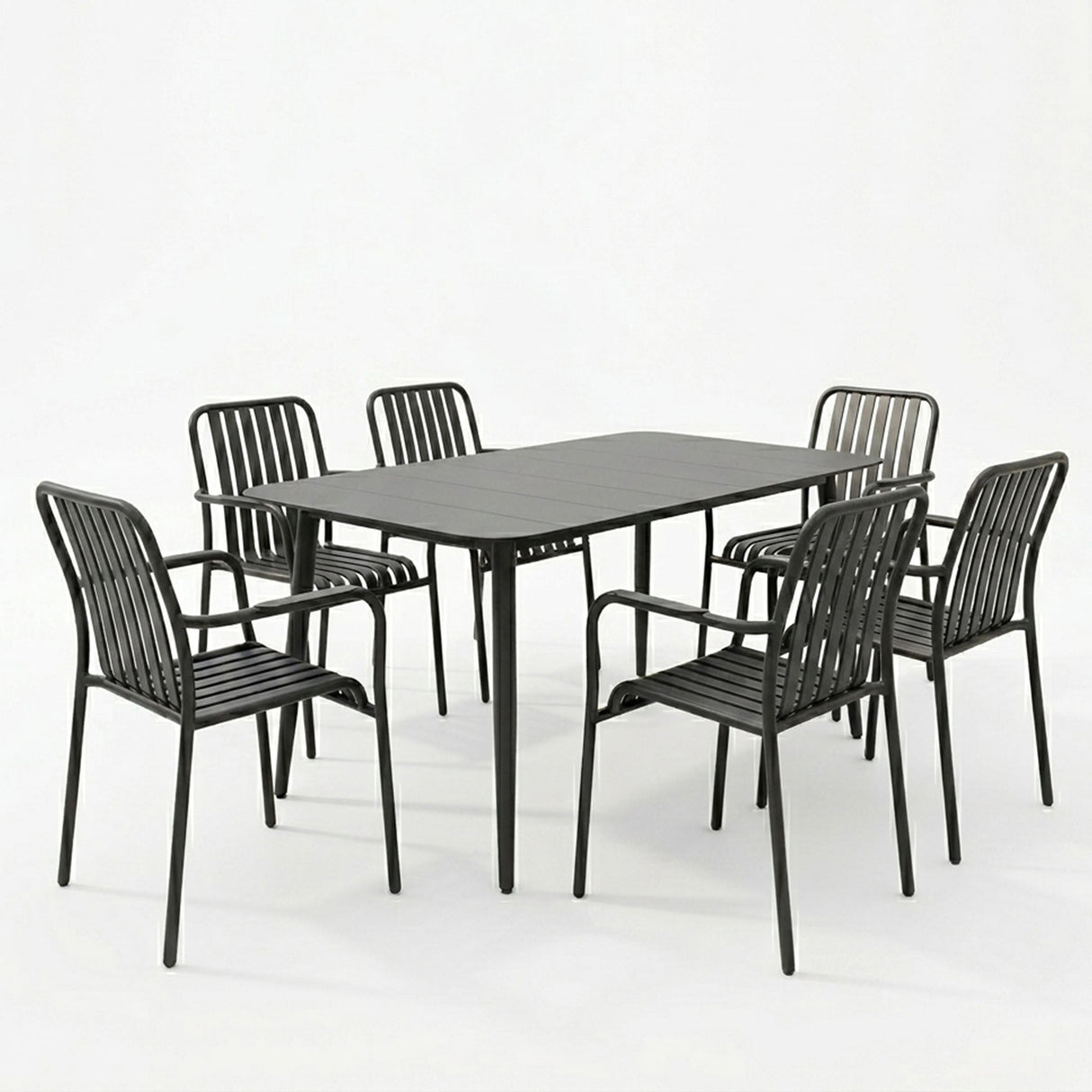Set de sufragerie exterior Heven Vista, 7 piese, 120x70x72 cm - Negru