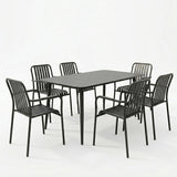 Set de sufragerie exterior Heven Vista, 7 piese, 120x70x72 cm - Negru