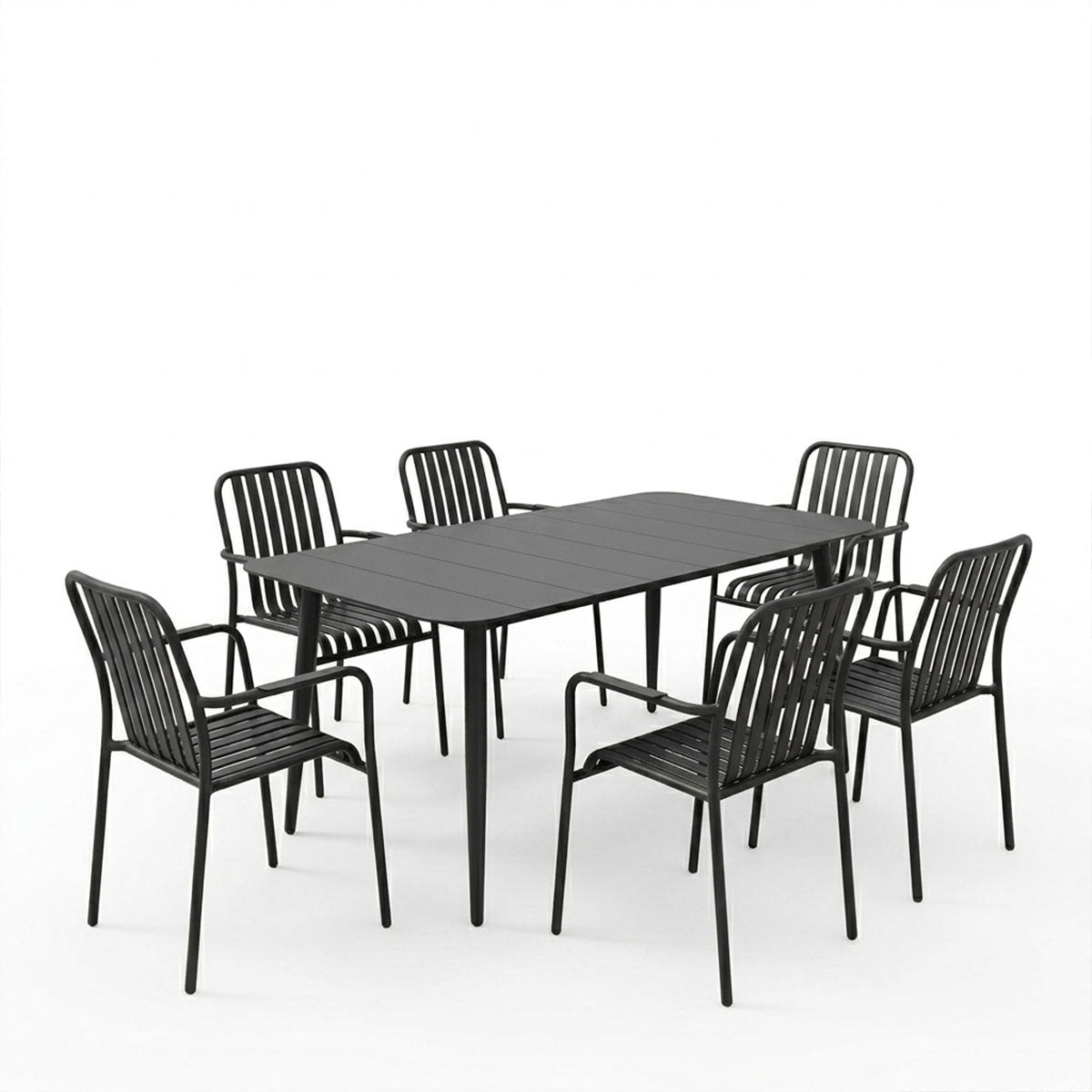 Set de sufragerie exterior Heven Vista, 7 piese, 150x80x72 cm - Negru