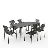 Set de sufragerie exterior Heven Vista, 7 piese, 150x80x72 cm - Negru
