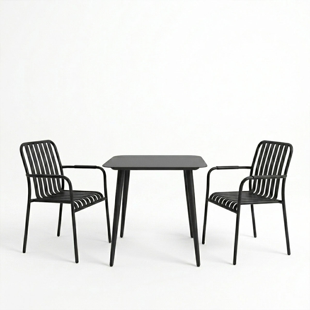 Set de sufragerie exterior Heven Vista, 3 piese, 80x80x72 cm - Negru