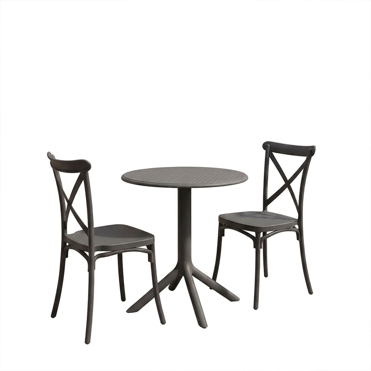 Set grădină masă și scaune Crossie, Antracit, Ø60x75 cm