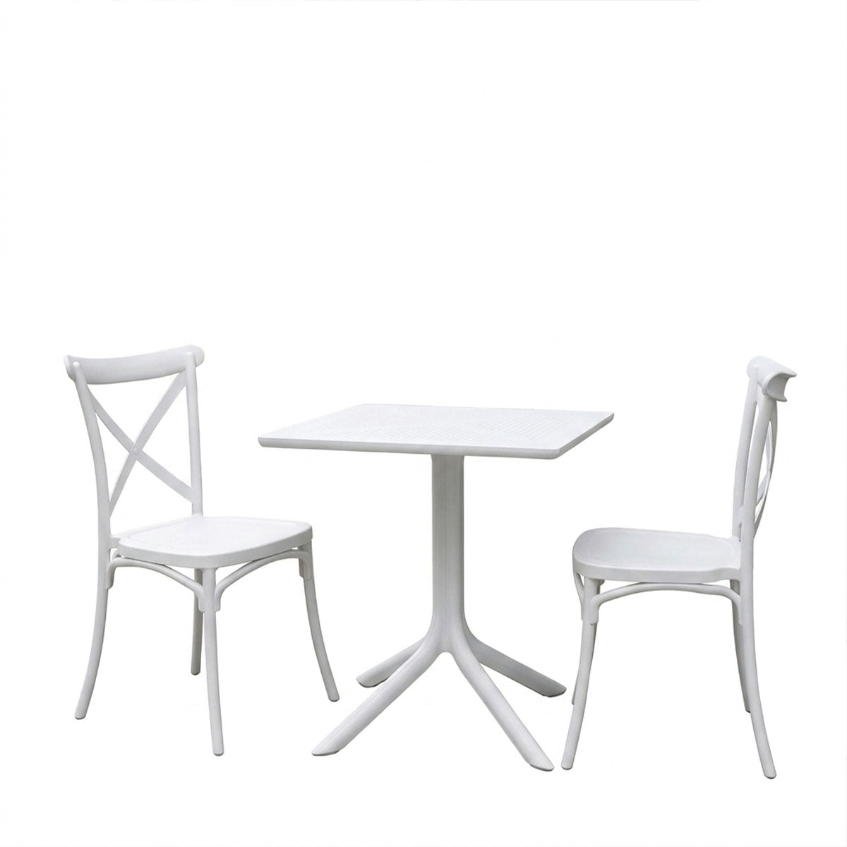 Alb | SKU: 200-001849 | Set grădină masă și scaune Groovy-Crossie, Alb, 60x60x76 cm, varianta Alb, produs pentru amenajarea locuinței, disponibil online în România la CasaMob